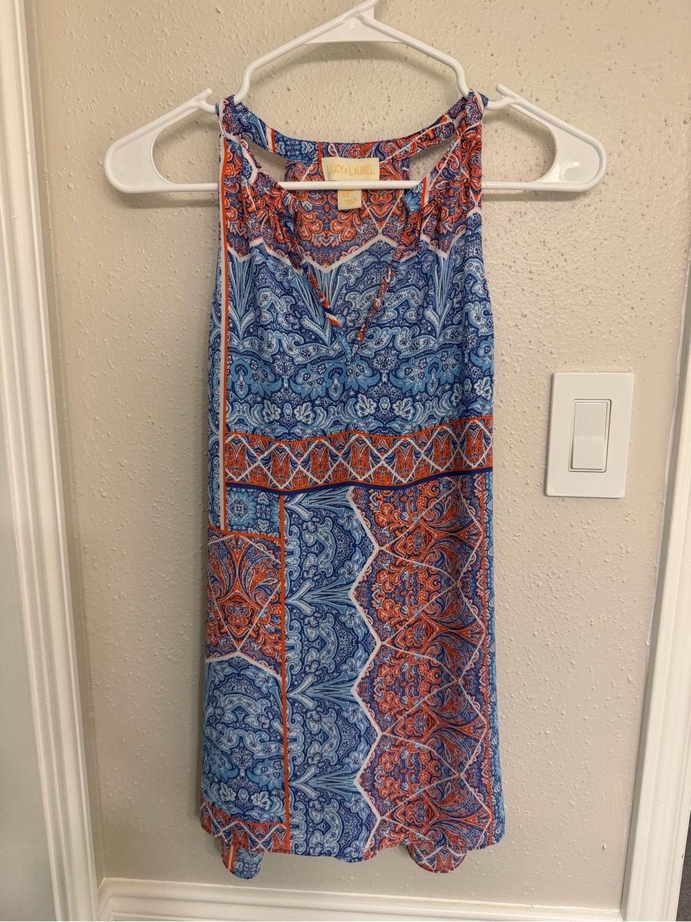 Lucy & Laurel Blue and Orange Paisley Midi Dress